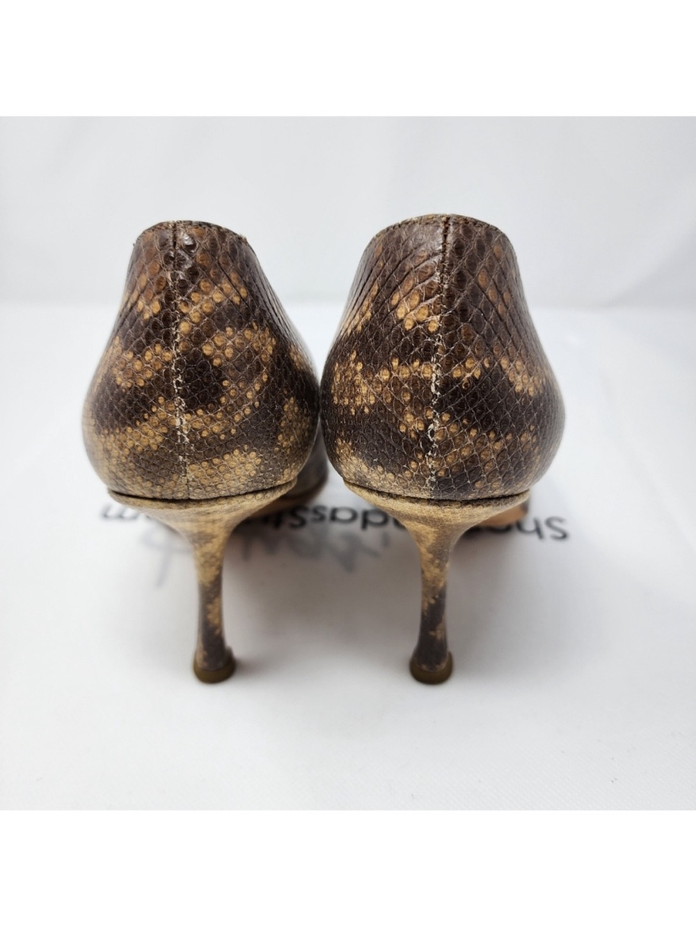 Jimmy Choo Brown Python-Print Pointed Pumps - Picture 5 of 6